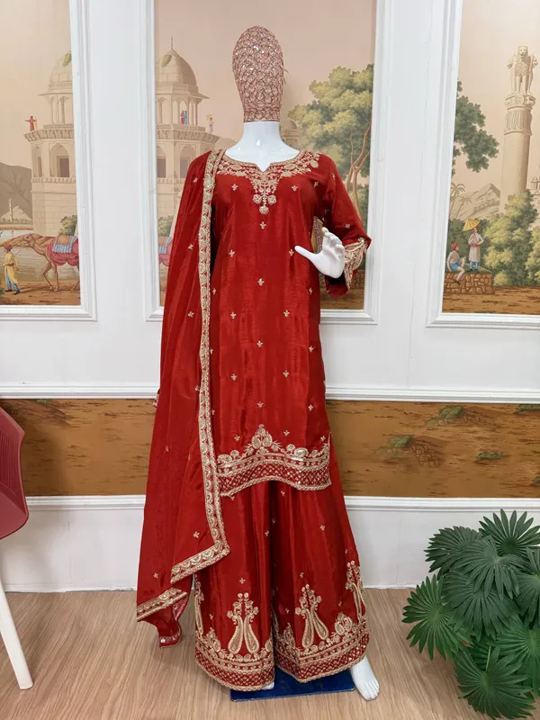 Red_Embroidered_Straight_Kurti_Plazo_Dupatta_Set_for_Women