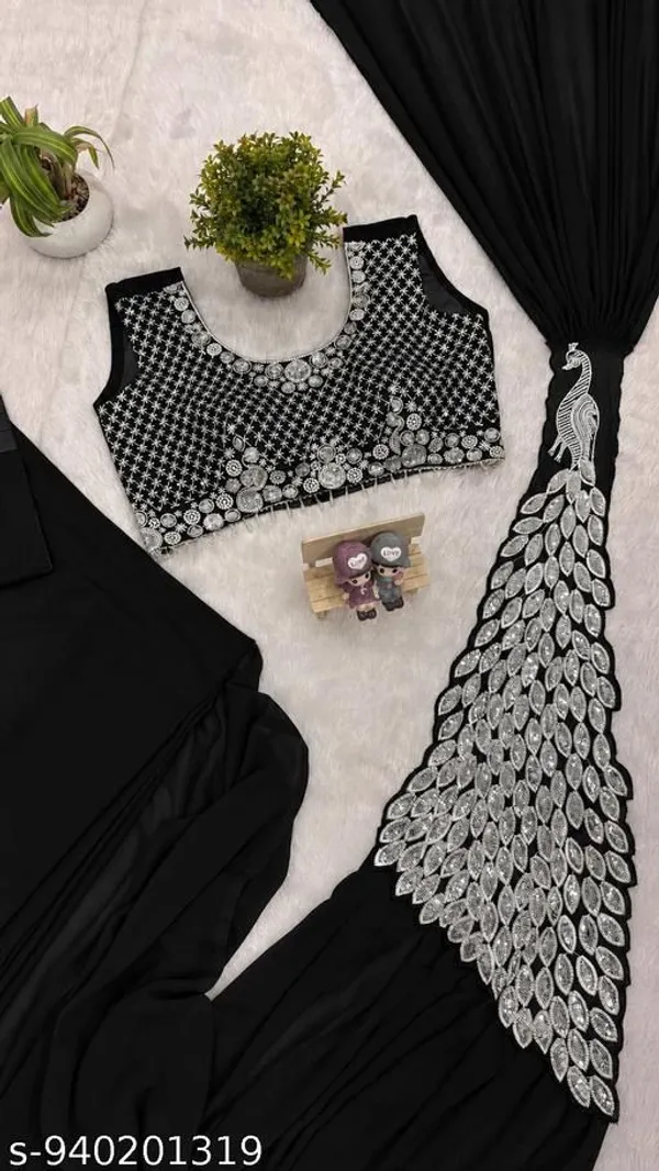 Black_Embellished_Saree_With_Blouse_For_Women