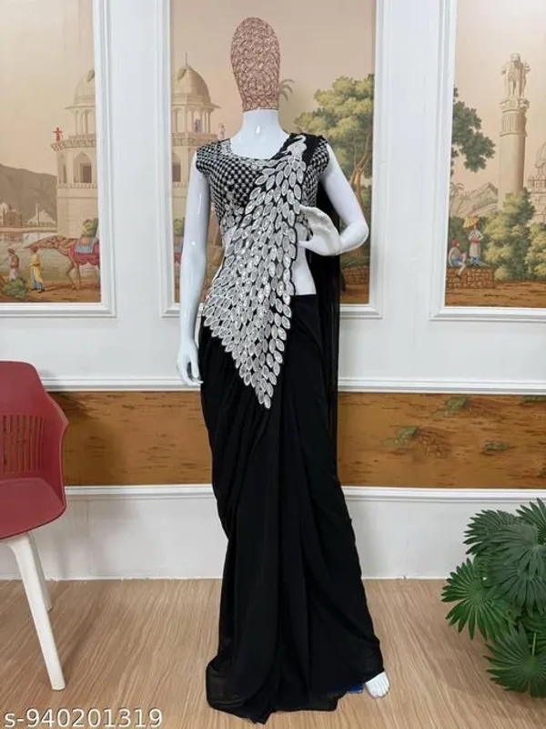 Black_Embellished_Saree_With_Blouse_For_Women