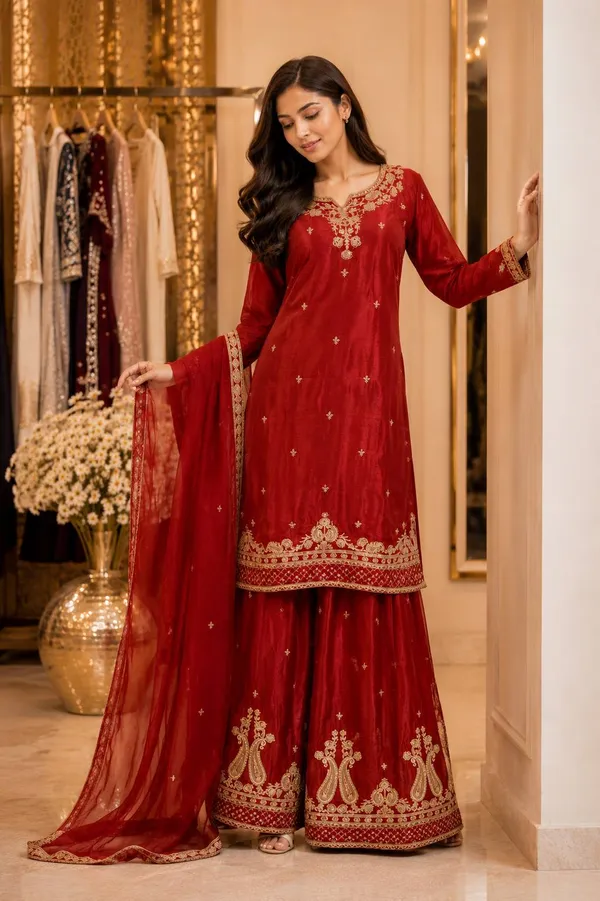 Red_Embroidered_Straight_Kurti_Plazo_Dupatta_Set_for_Women