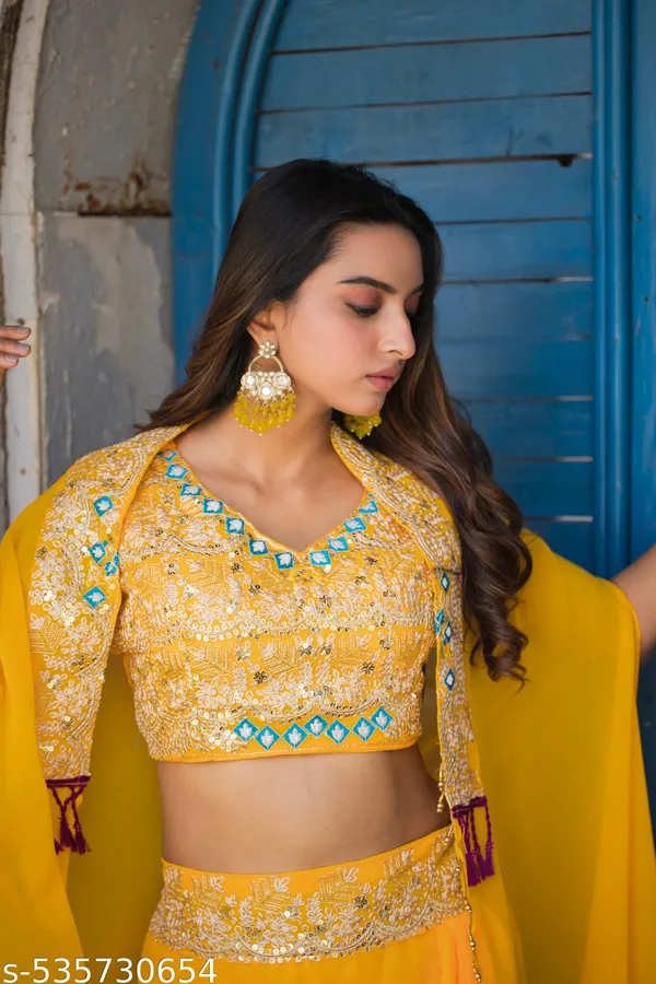 Yellow_Embellished_Lehenga_Choli_Set_for_Women