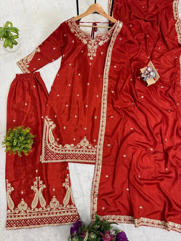 Red_Embroidered_Straight_Kurti_Plazo_Dupatta_Set_for_Women