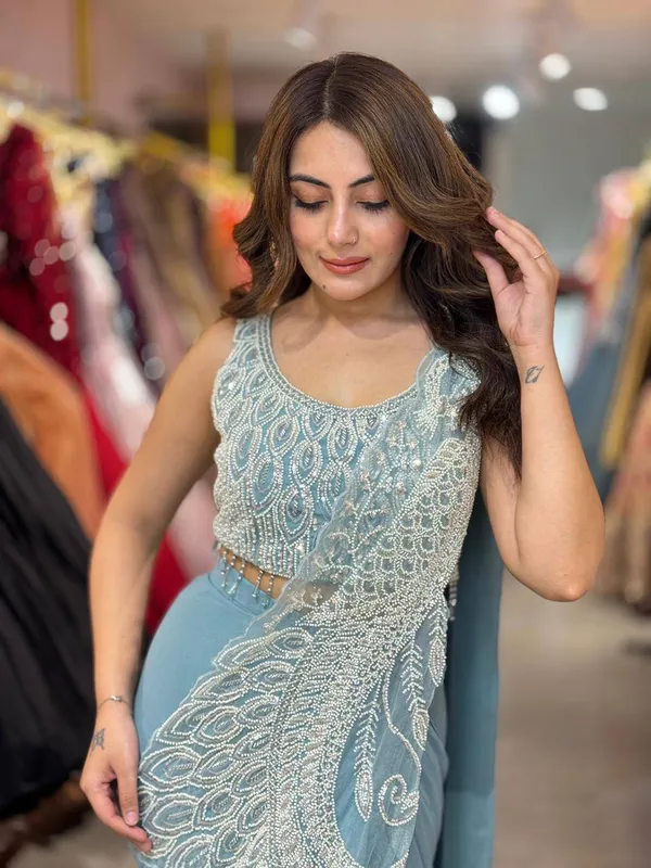 Sky_Blue_Embellished_Saree_With_Blouse_for_Women