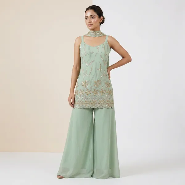 Mint_Green_Faux_Georgette_Embroidered_Kurti_Plazo_Dupatta_Set_For_Women