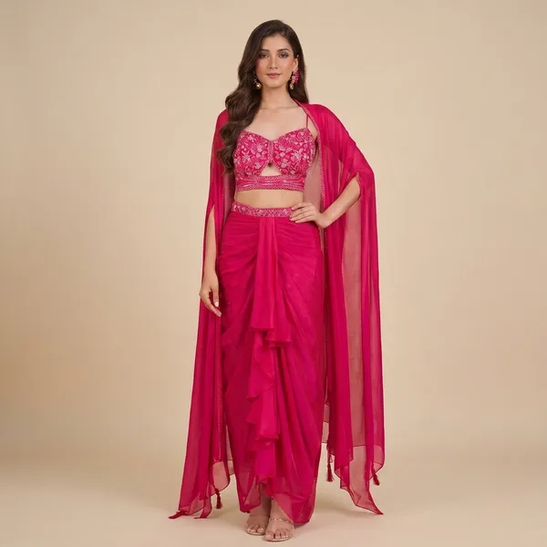 Pink_Georgette_Embellished_Lehenga_Choli_Dupatta_Set_For_Women