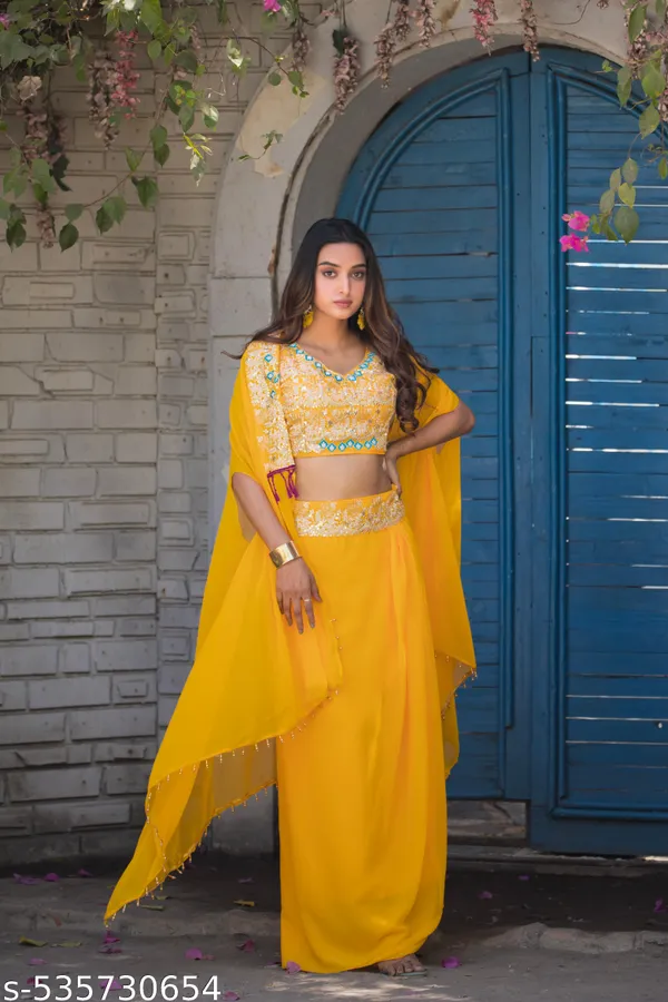 Yellow_Embellished_Lehenga_Choli_Set_for_Women