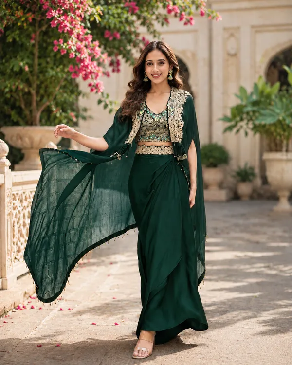 Green_Georgette_Embroidered_Flared_Lehenga_Choli_For_Women