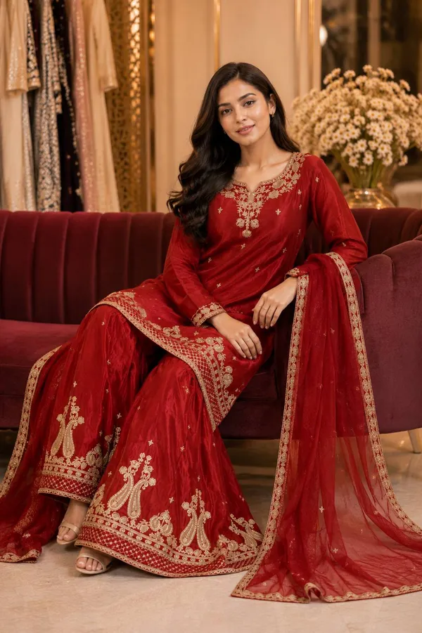 Red_Embroidered_Straight_Kurti_Plazo_Dupatta_Set_for_Women