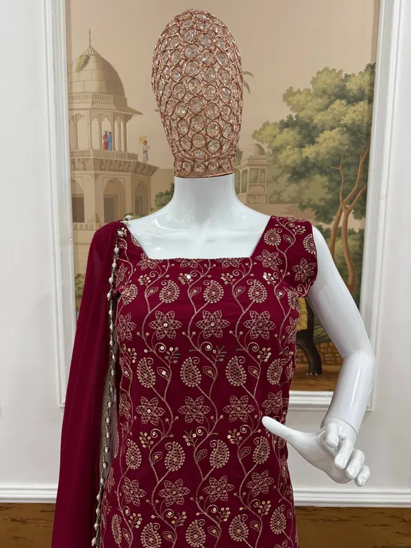 Maroon_Printed_Ethnic_Kurta_palazzo_and_dupatta_Set_For_Women