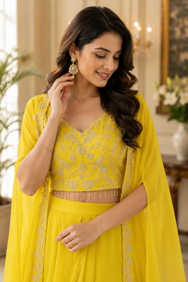 Yellow_Georgette_Embroidered_Lehenga_Choli_Dupatta_Set_For_Women