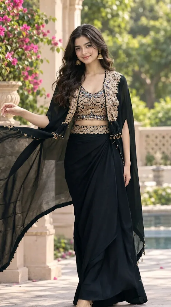 Black_Georgette_Embroidered_Lehenga_Choli_For_Women