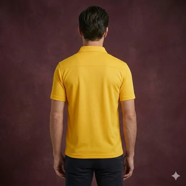 Golden_Yellow_Polyester_Blend_Honeycomb_Polo_Textured_T-Shirt_For_Men