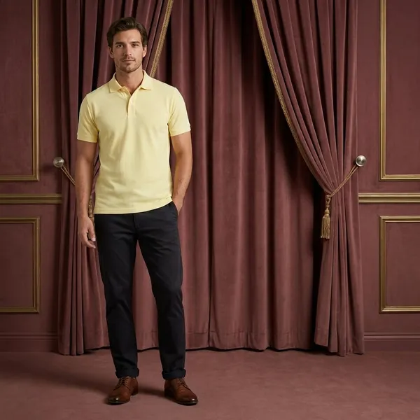 Light_Yellow_Polyester_Blend_Matty_Polo_Textured_T-Shirt_For_Men