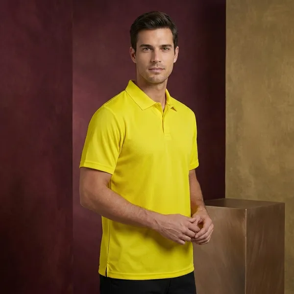 Lemon_Yellow_Polyester_Blend_Honeycomb_Polo_Textured_T-Shirt_For_Men