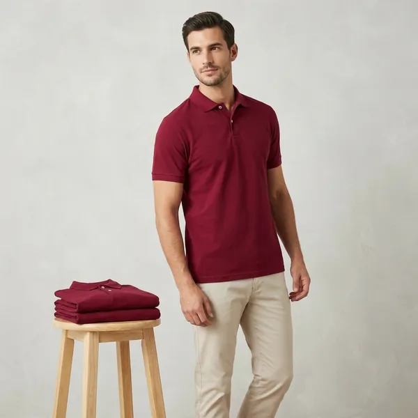 Maroon_Polyester_Blend_Matty_Polo_Textured_T-Shirt_For_Men