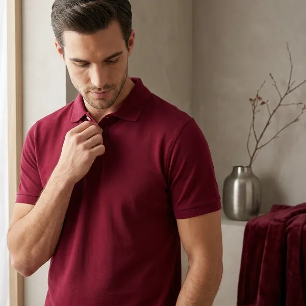 Maroon_Polyester_Blend_Matty_Polo_Textured_T-Shirt_For_Men