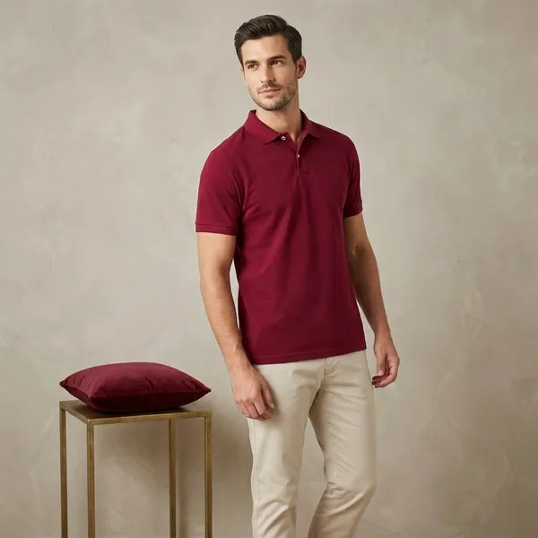 Maroon_Polyester_Blend_Matty_Polo_Textured_T-Shirt_For_Men