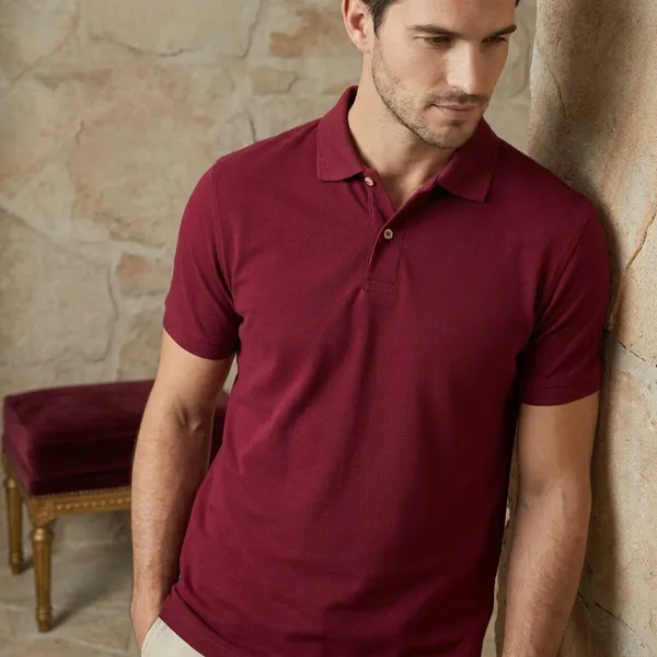 Maroon_Polyester_Blend_Matty_Polo_Textured_T-Shirt_For_Men