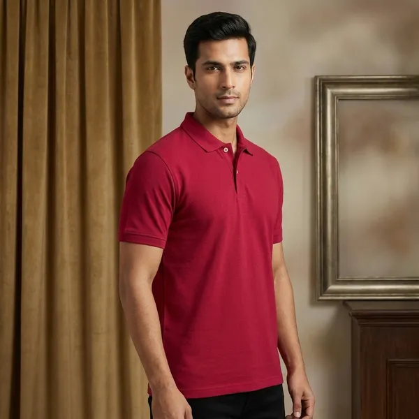 Burgundy_Polyester_Blend_Matty_Polo_Textured_T-Shirt_For_Men
