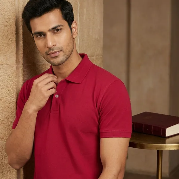 Burgundy_Polyester_Blend_Matty_Polo_Textured_T-Shirt_For_Men