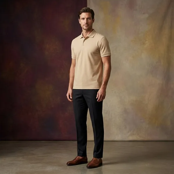Camel_Polyester_Blend_Matty_Polo_Textured_T-Shirt_For_Men