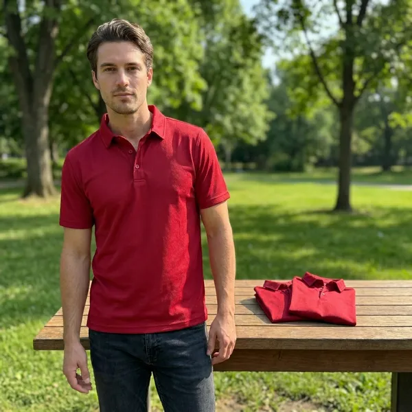 Crimson_Red_Polyester_Blend_Honeycomb_Polo_Textured_T-Shirt_For_Men