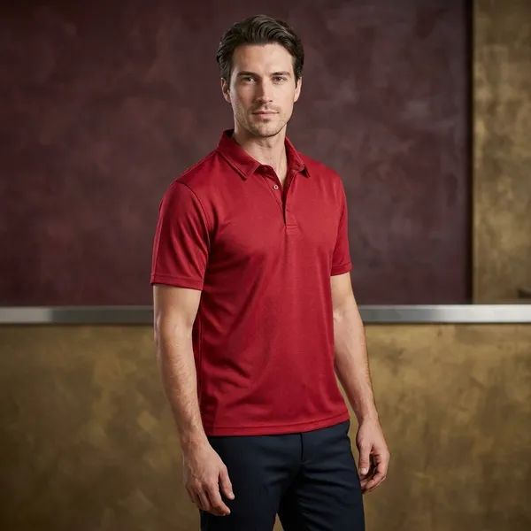 Crimson_Red_Polyester_Blend_Honeycomb_Polo_Textured_T-Shirt_For_Men