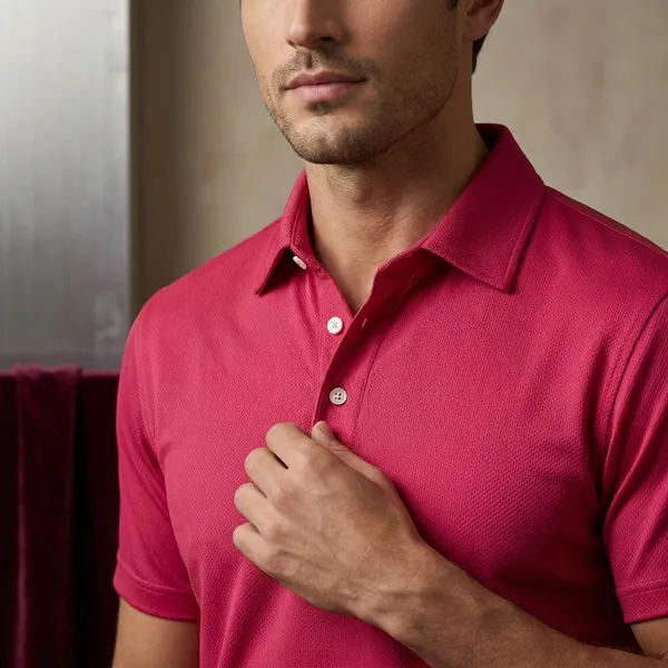 Raspberry_Polyester_Blend_Honeycomb_Polo_Textured_T-Shirt_For_Men