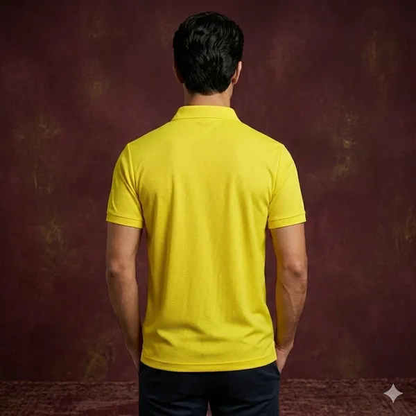 Neon_Yellow_Polyester_Blend_Matty_Polo_Textured_T-Shirt_For_Men