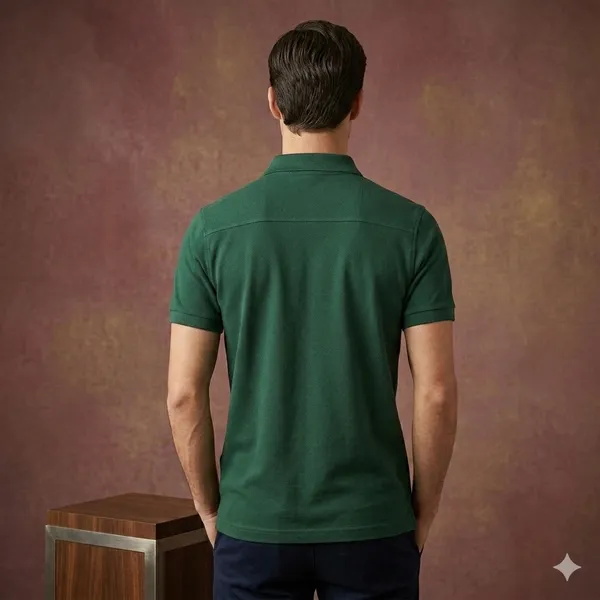 Bottle_Green_Polyester_Blend_Matty_Polo_Textured_T-Shirt_For_Men