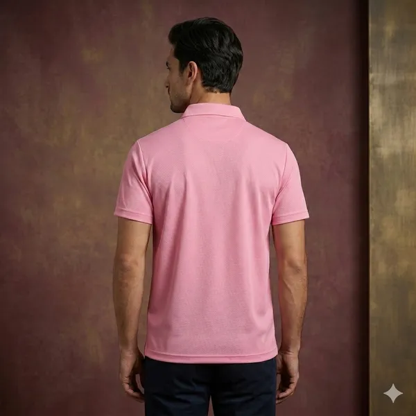 Bubblegum_Pink_Polyester_Blend_Honeycomb_Polo_Textured_T-Shirt_For_Men