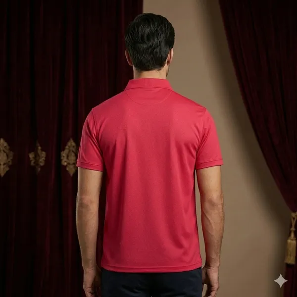 Raspberry_Polyester_Blend_Honeycomb_Polo_Textured_T-Shirt_For_Men
