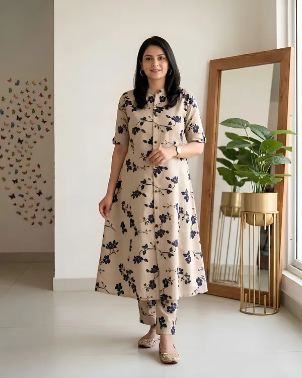 Cotton_Blend_Women_Kurti_With_Bottomwear