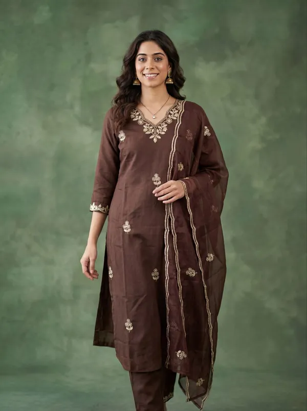 Cotton_Blend_Women_Kurti_With_Dupatta_And_Bottomwear