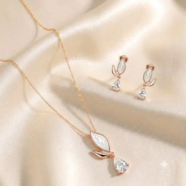 Rose_Gold_925_Sterling_Silver_Leaf_Stone-Drop_Necklace_And_Earrings_Set_For_Women