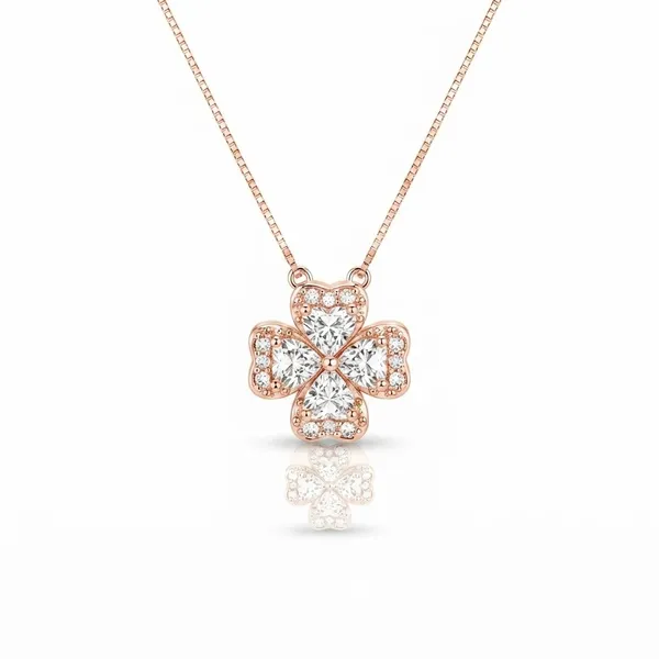 Rose_Gold_925_Sterling_Silver_Clover_Pendant_Necklace_For_Women