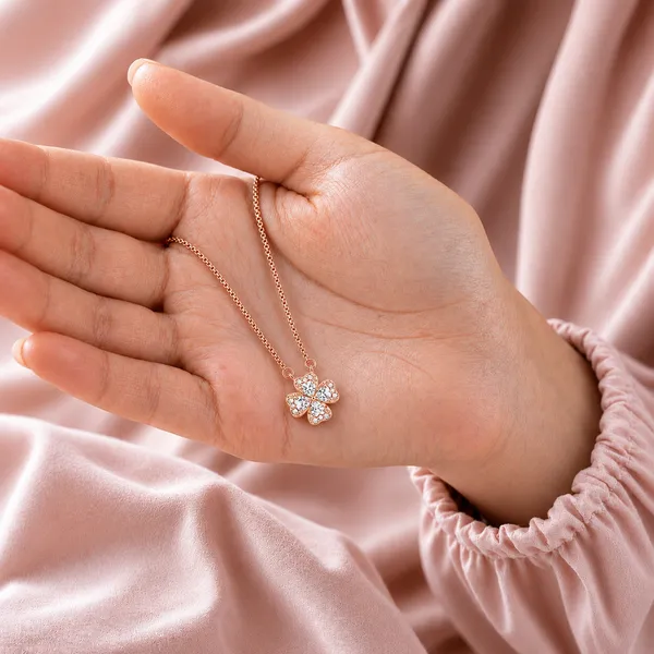 Rose_Gold_925_Sterling_Silver_Clover_Pendant_Necklace_For_Women