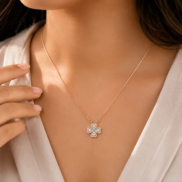 Rose_Gold_925_Sterling_Silver_Clover_Pendant_Necklace_For_Women