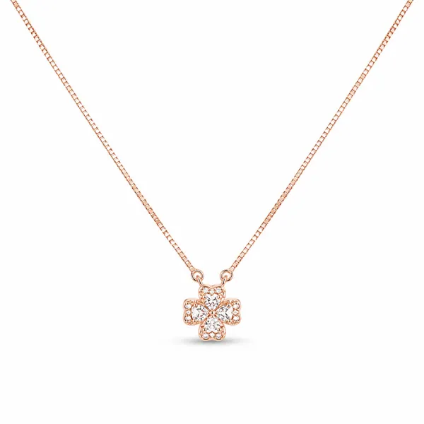 Rose_Gold_925_Sterling_Silver_Clover_Pendant_Necklace_For_Women