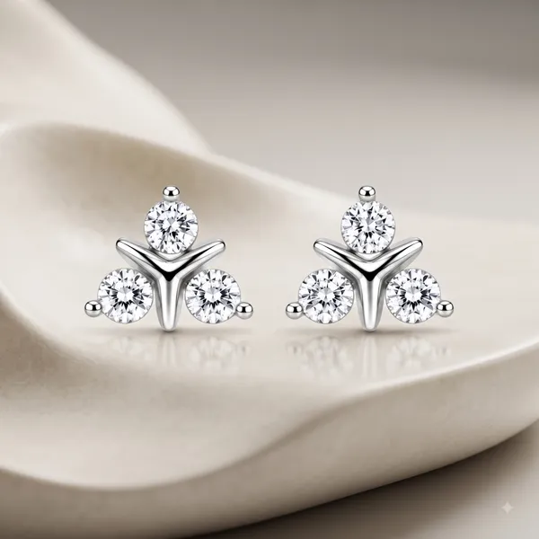 Silver_Sterling_Silver_Triple_Stone_Stud_Earrings_For_Women