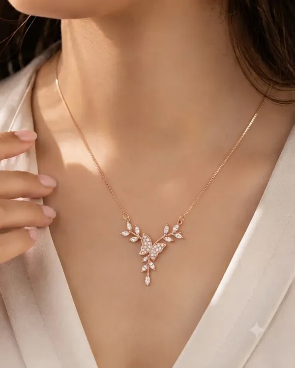 Rose_Gold_925_Sterling_Silver_Butterfly_Pendant_Necklace_For_Women