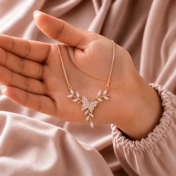 Rose_Gold_925_Sterling_Silver_Butterfly_Pendant_Necklace_For_Women