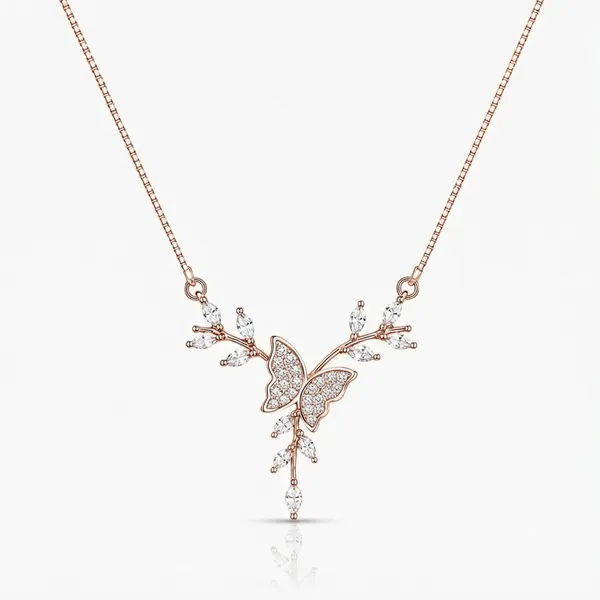 Rose_Gold_925_Sterling_Silver_Butterfly_Pendant_Necklace_For_Women