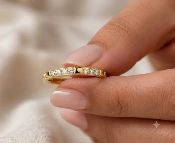 Gold_18Kt_Gold-Tone_Stainless_Steel_Stone-Embellished_Ring_For_Women