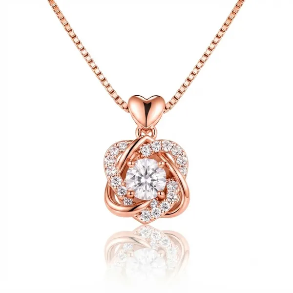Rose_Gold_Sterling_Silver_Floral_Heart_Crystal_Pendant_Necklace_For_Women