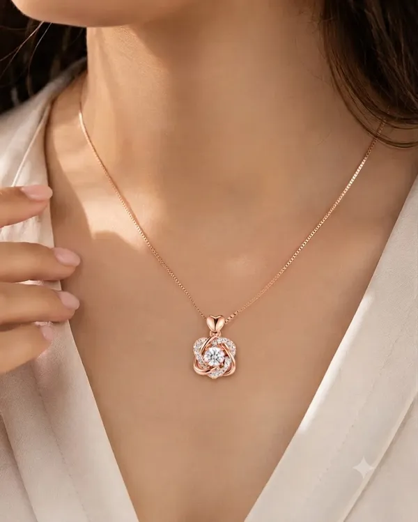 Rose_Gold_Sterling_Silver_Floral_Heart_Crystal_Pendant_Necklace_For_Women