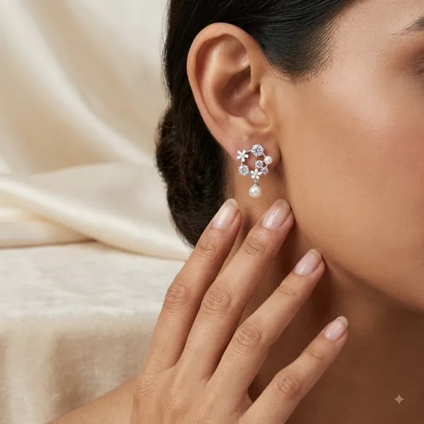 Silver_Sterling_Silver_Floral_Crystal_Pearl_Stud_Earrings_For_Women