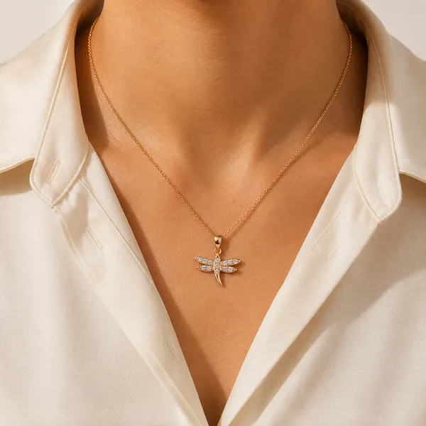 Rose_Gold_925_Sterling_Silver_Dragonfly_Stone-Accented_Pendant_For_Women