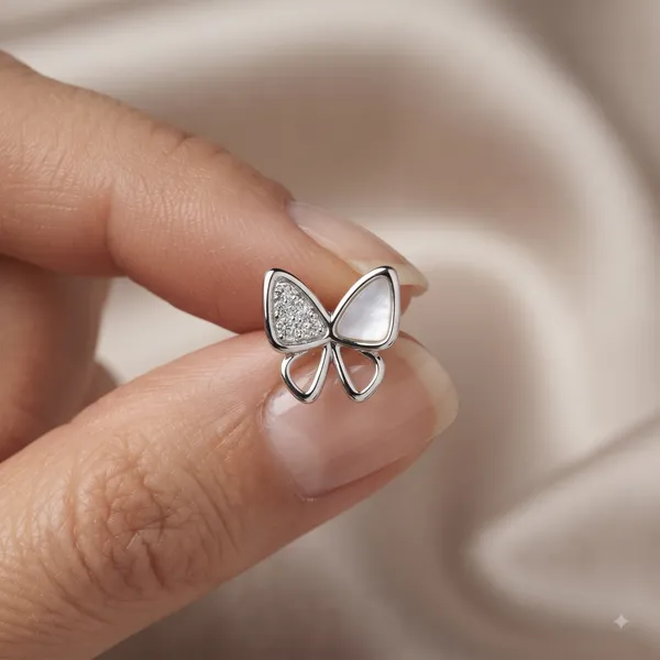 Silver_Sterling_Silver_Butterfly_Wing_Stud_Earrings_For_Women