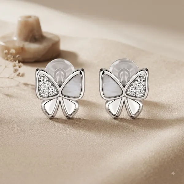 Silver_Sterling_Silver_Butterfly_Wing_Stud_Earrings_For_Women